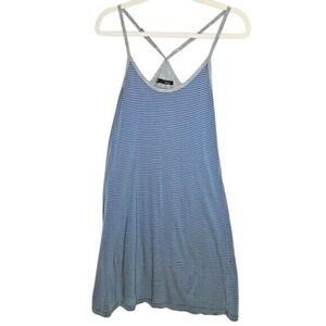 Nau Striped Tank Dress Casual Everyday Tencel Blend Blue Gray XS Lightweight